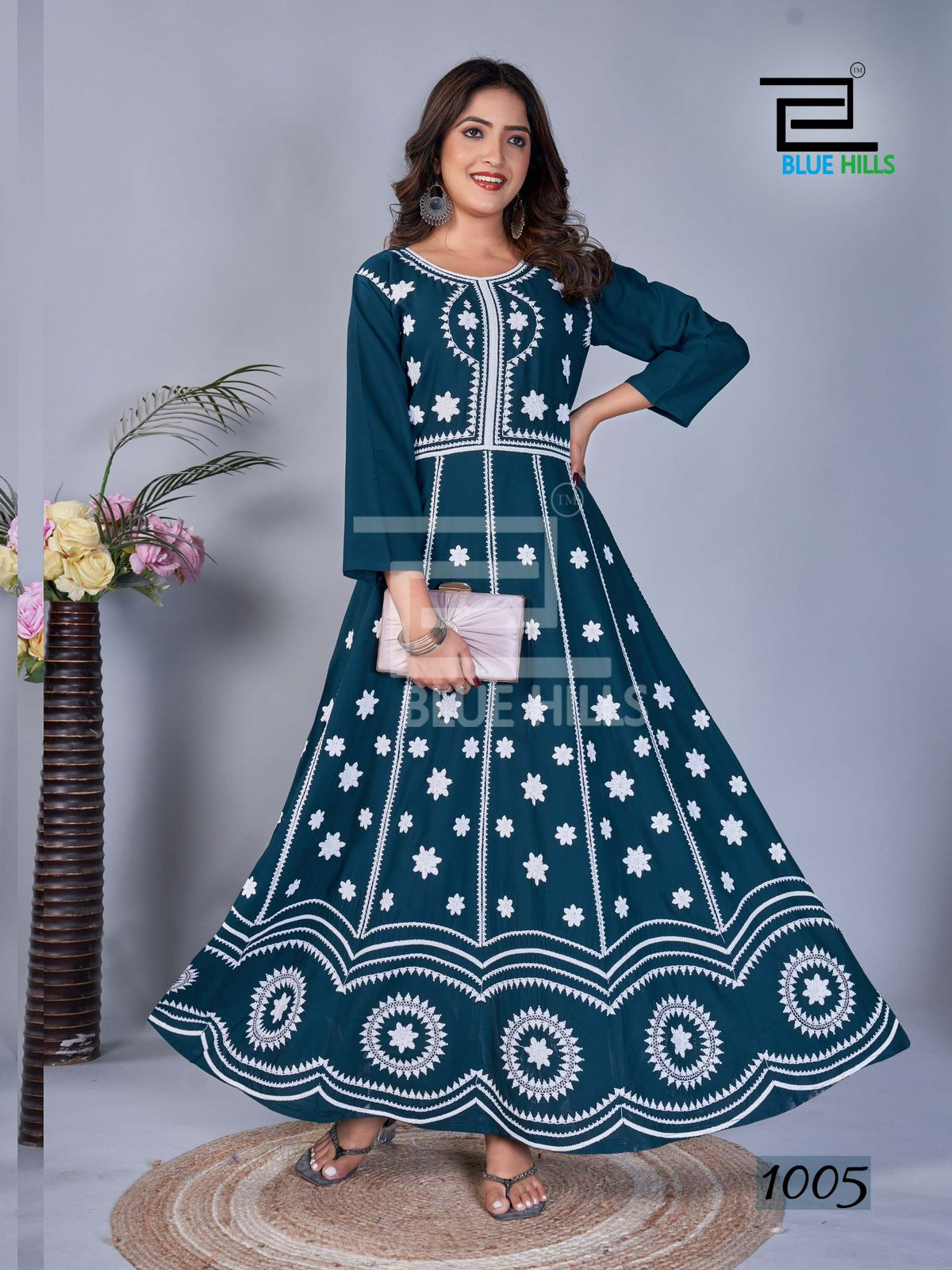 Rashmika By Blue Hills Sequence Work Rayon Long Anarkali Kurtis Wholesale Price In Surat